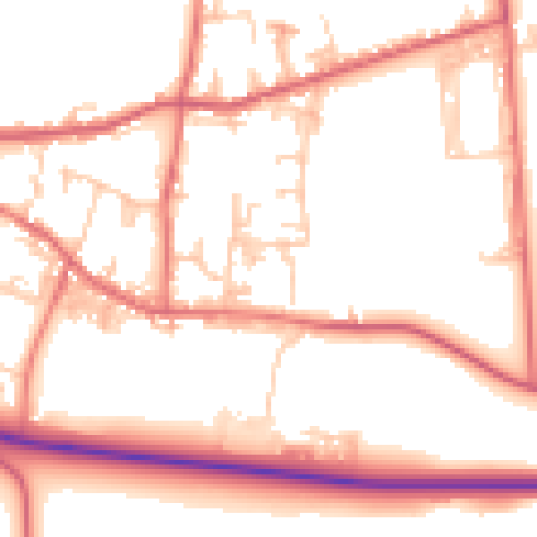 Daytime road noise heatmap for DL14 8LB