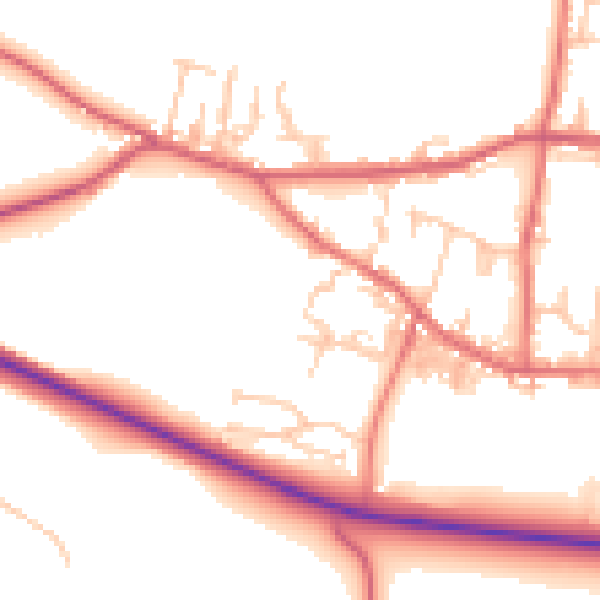 Daytime road noise heatmap for DL14 8LY