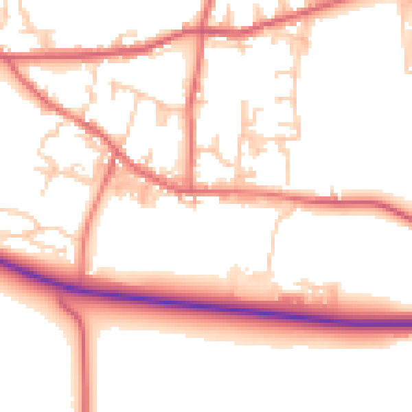 Daytime road noise heatmap for DL14 8NE