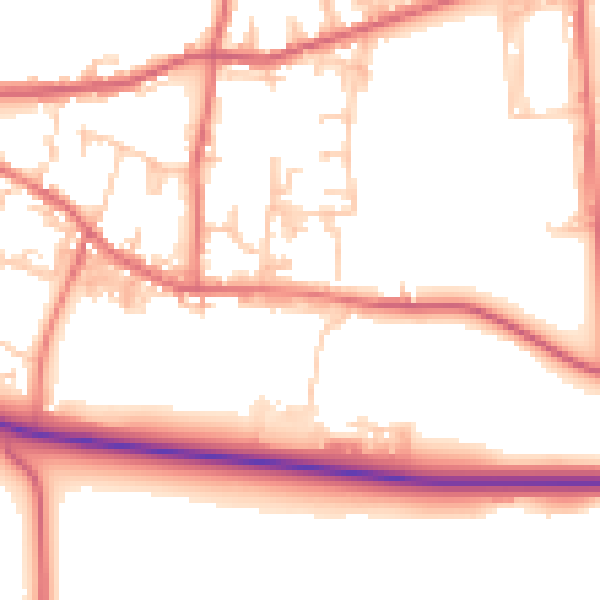Daytime road noise heatmap for DL14 8NG
