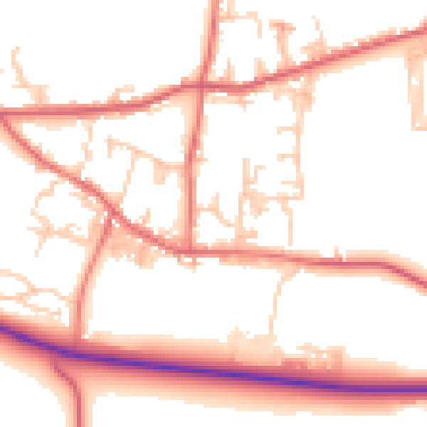 Daytime road noise heatmap for DL14 8NX