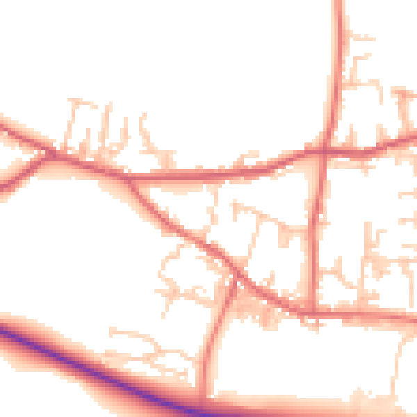 Daytime road noise heatmap for DL14 8PQ