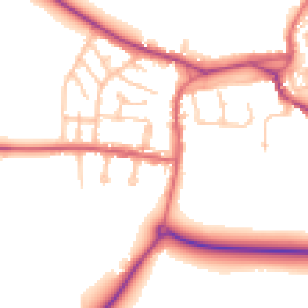 Daytime road noise heatmap for DL14 9JJ