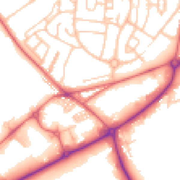 Daytime road noise heatmap for DL14 9SR