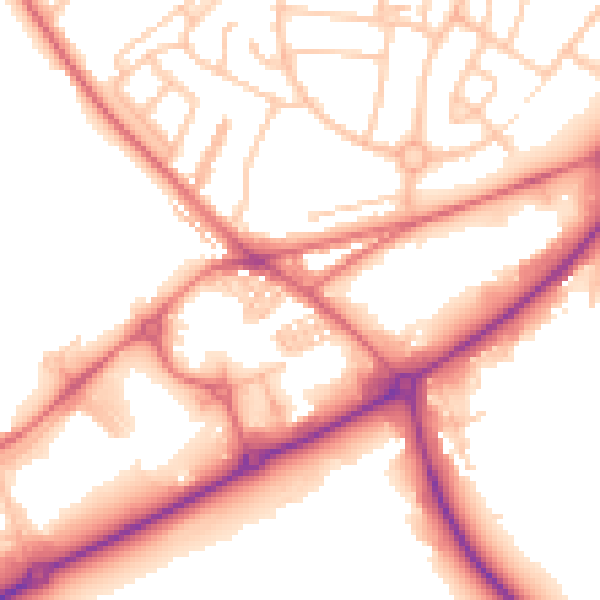 Daytime road noise heatmap for DL14 9TA