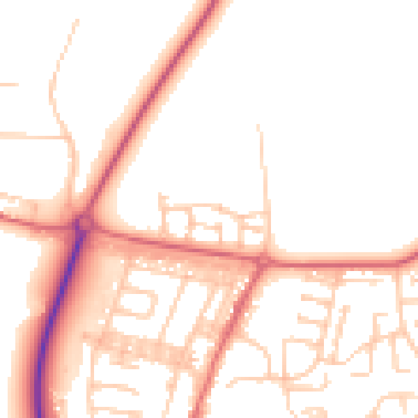 Daytime road noise heatmap for DL17 0AT