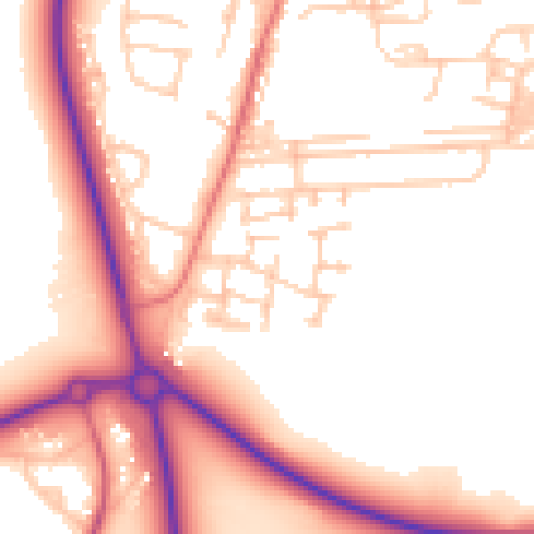 Daytime road noise heatmap for DL17 0GZ