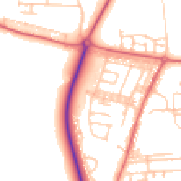 Daytime road noise heatmap for DL17 0JJ