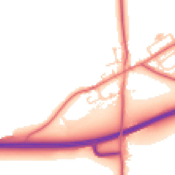 Daytime road noise heatmap for DL2 1TJ