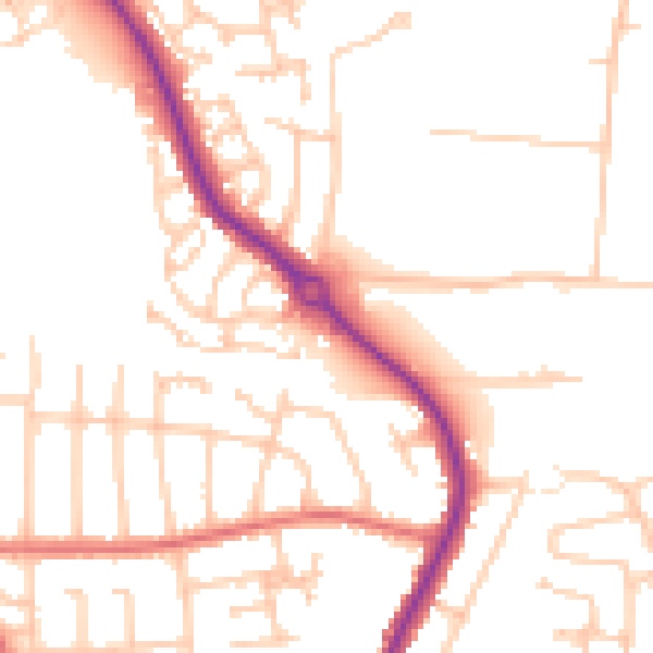 Daytime road noise heatmap for DL2 2GU