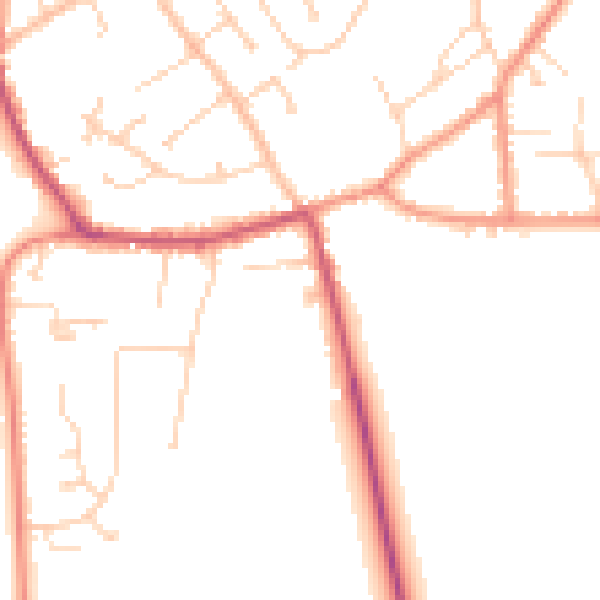 Daytime road noise heatmap for DN20 0AE