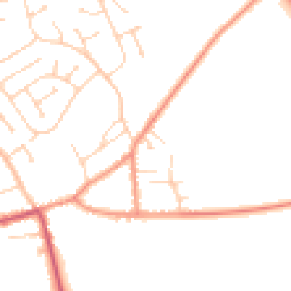 Daytime road noise heatmap for DN20 0DF