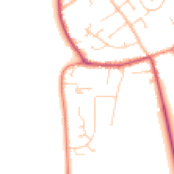 Daytime road noise heatmap for DN20 0DJ