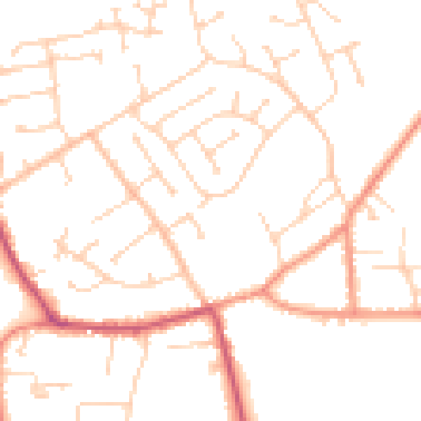Daytime road noise heatmap for DN20 0EN