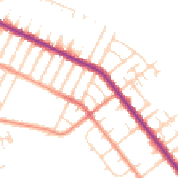 Daytime road noise heatmap for DN35 7QU