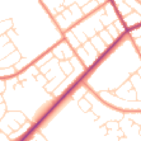 Daytime road noise heatmap for DN35 9AU