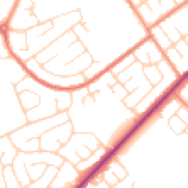 Daytime road noise heatmap for DN35 9BT