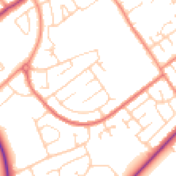 Daytime road noise heatmap for DN35 9ER