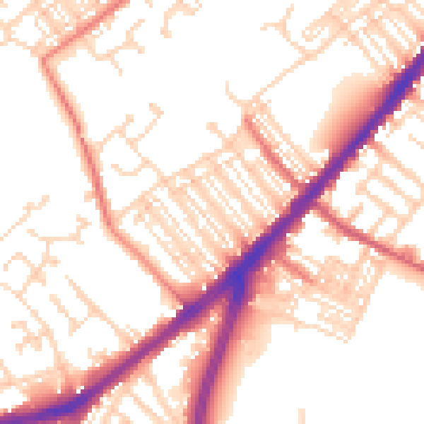 Daytime road noise heatmap for DN4 0QN