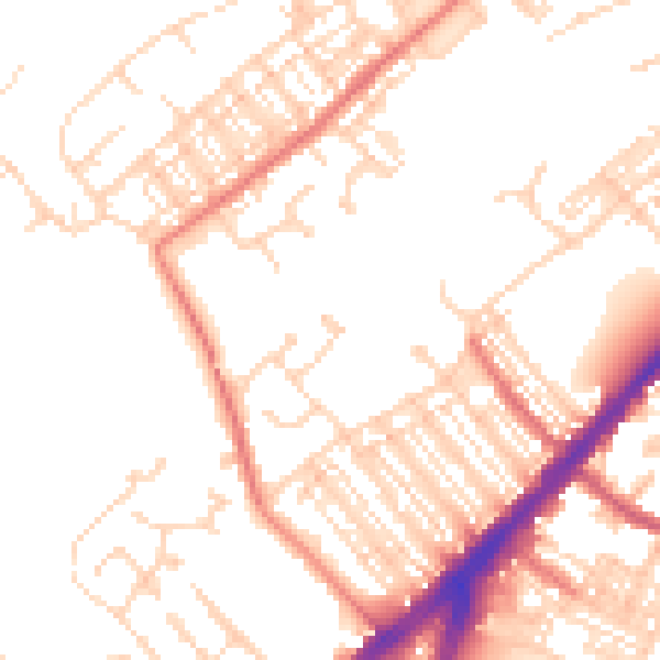 Daytime road noise heatmap for DN4 0RW