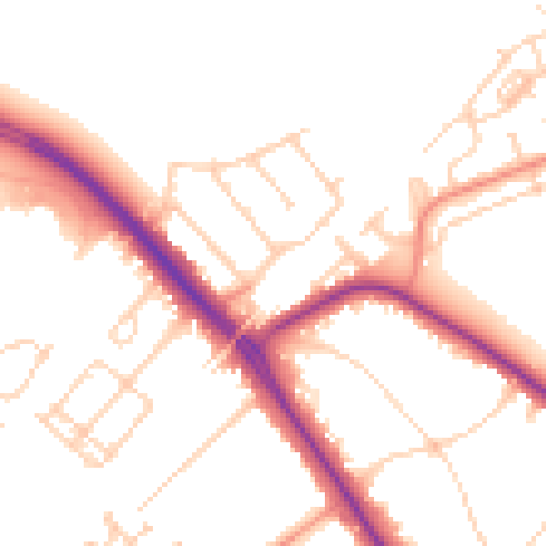 Daytime road noise heatmap for DN4 5JX
