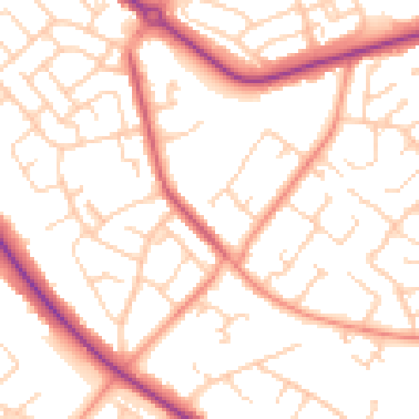 Daytime road noise heatmap for DN4 6QJ