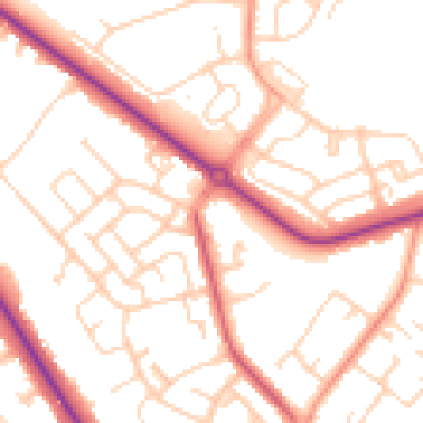 Daytime road noise heatmap for DN4 6XU