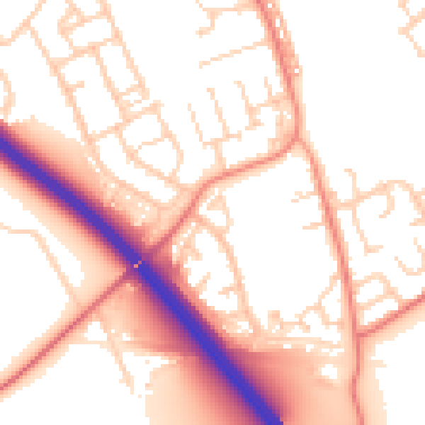 Daytime road noise heatmap for DN4 9DN