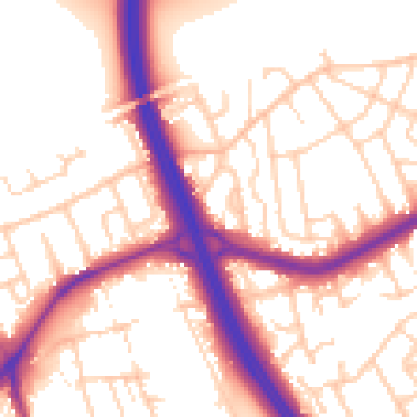 Daytime road noise heatmap for DN4 9NW