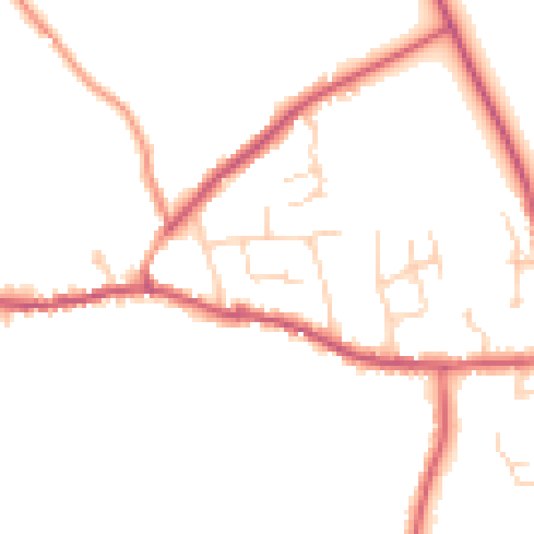 Daytime road noise heatmap for DN9 2HP