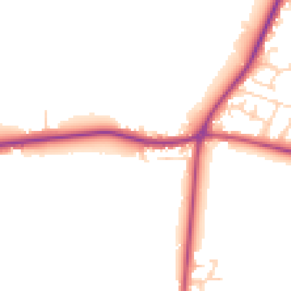 Daytime road noise heatmap for DN9 3BA