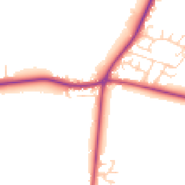 Daytime road noise heatmap for DN9 3FF