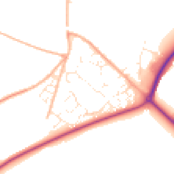 Daytime road noise heatmap for DT11 9LY