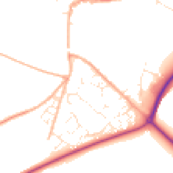 Daytime road noise heatmap for DT11 9PW