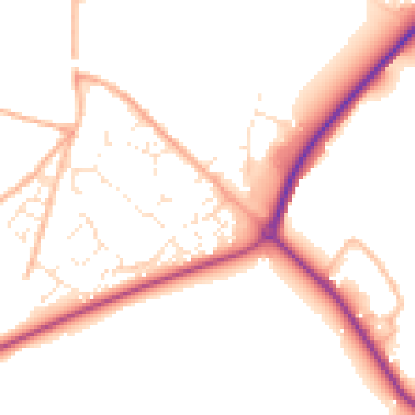 Daytime road noise heatmap for DT11 9PZ