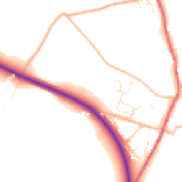 Daytime road noise heatmap for DT2 9FY