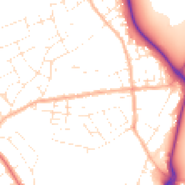 Daytime road noise heatmap for DT4 0AG