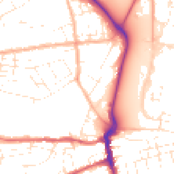 Daytime road noise heatmap for DT4 0AX