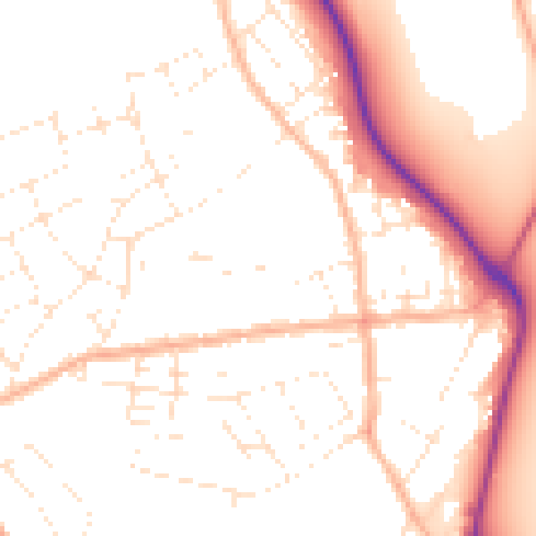 Daytime road noise heatmap for DT4 0BB
