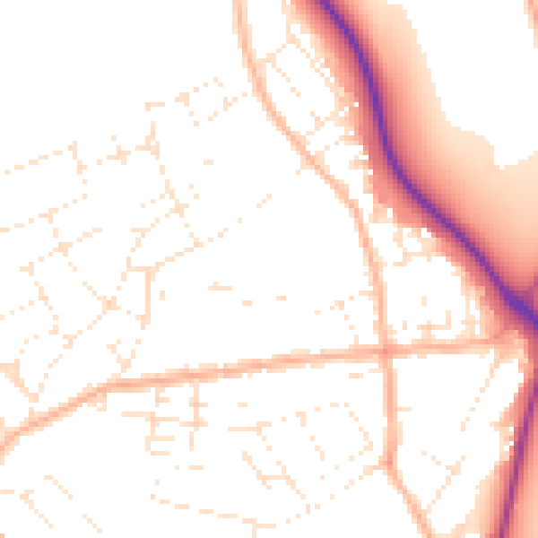 Daytime road noise heatmap for DT4 0BG