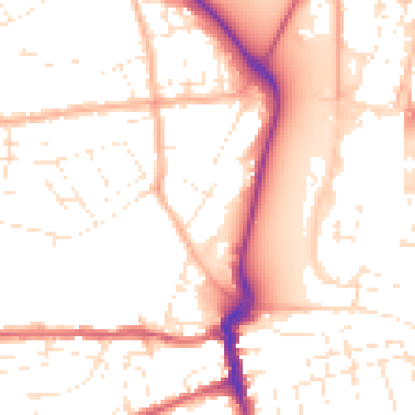 Daytime road noise heatmap for DT4 0BQ