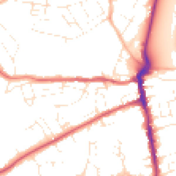 Daytime road noise heatmap for DT4 0BX