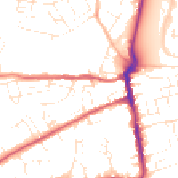 Daytime road noise heatmap for DT4 0BY