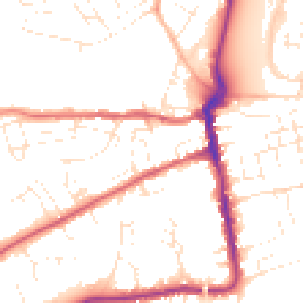 Daytime road noise heatmap for DT4 0DA