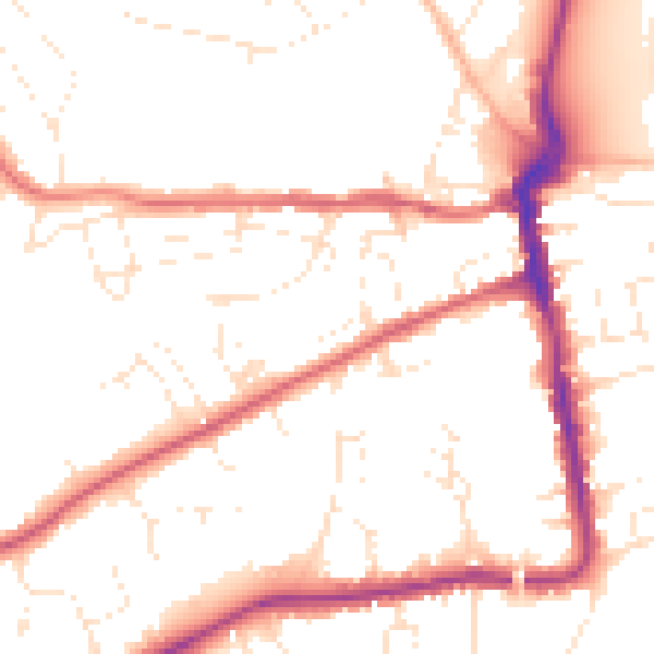 Daytime road noise heatmap for DT4 0DB