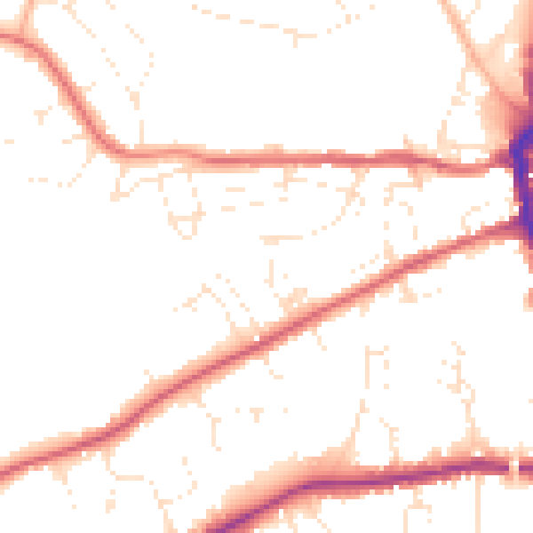 Daytime road noise heatmap for DT4 0DD