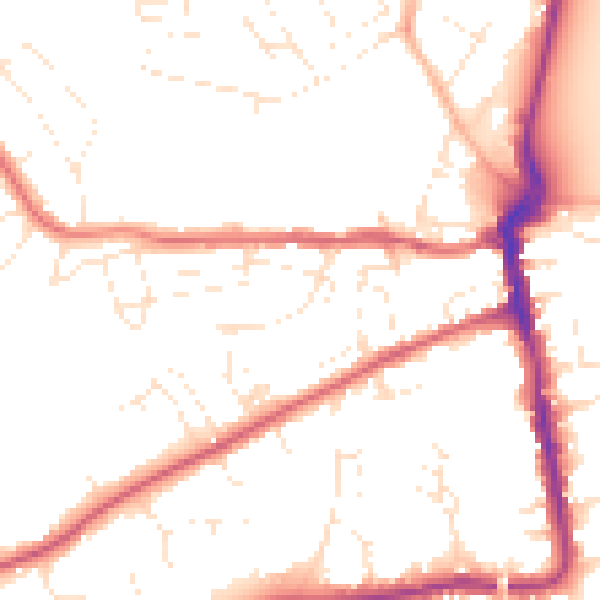 Daytime road noise heatmap for DT4 0DG