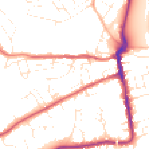 Daytime road noise heatmap for DT4 0DH