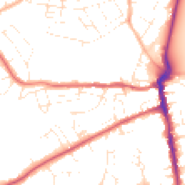 Daytime road noise heatmap for DT4 0DJ
