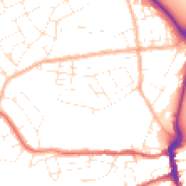 Daytime road noise heatmap for DT4 0JB